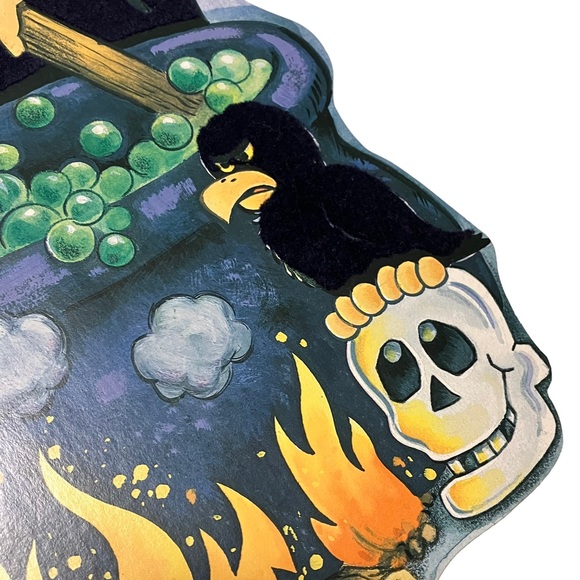 Vintage Eureka Halloween Witch Cauldron Flocked Fuzzy Double Sided Die C… - Picture 3 of 7